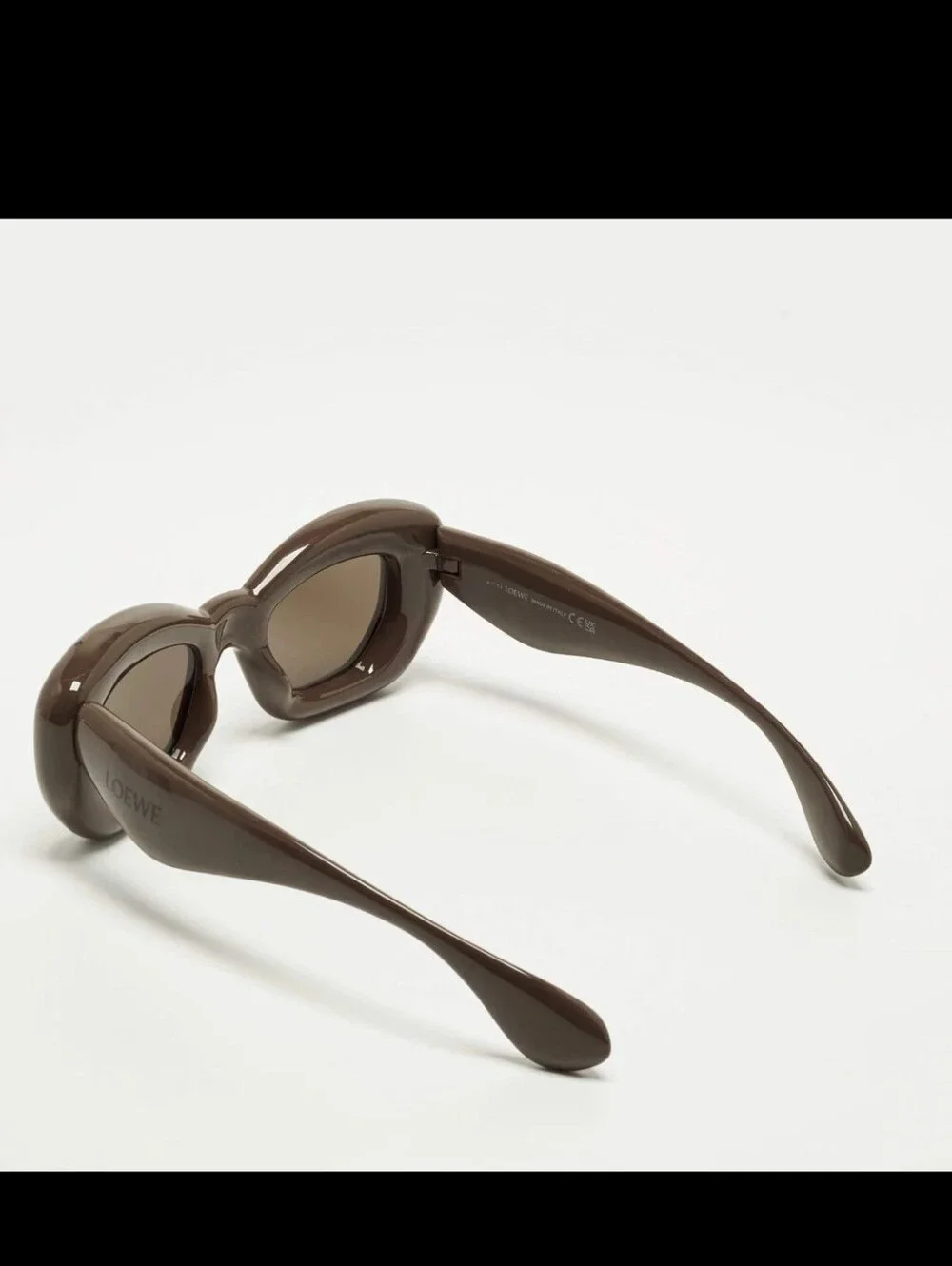 Loewe Chocolate Brown Thick Acetate Sunglasses LW40117I Inflated Cat